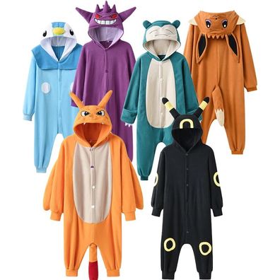 Charizard Gengar Umbreon Eevee Onesie Kinder Tier Cosplay Pyjamas Plusch Halloween