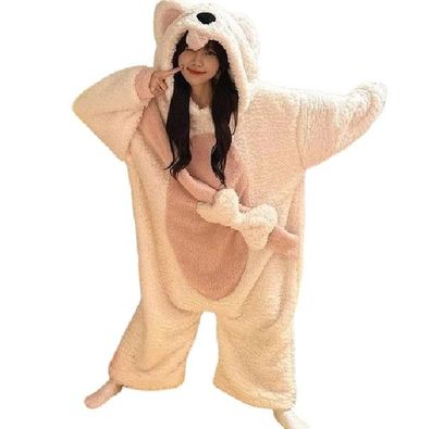 Welpe Hund Onesie Damen Tier Cosplay Pyjamas Plusch Winter Nachtwasche Homewear