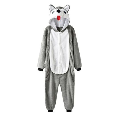 Husky Hund Onesie Erwachsene Damen Herren Tier Cosplay Pyjamas Plusch Homewear