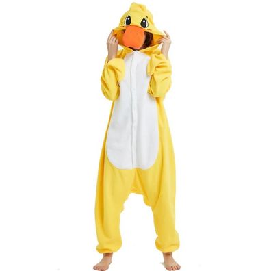 Ente Kigurumi Onesie Erwachsene Damen Herren Tier Cosplay Pyjamas Plusch Halloween
