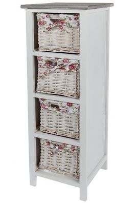 Kommode Toujours 4 Schubkörbe MDF Weiß&Grau