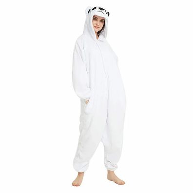 Eisbar Kigurumi Onesie Erwachsene Damen Herren Tier Cosplay Pyjamas Plusch Neujahr