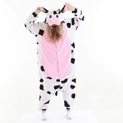 Kuh Kigurumi Onesie Erwachsene Damen Herren Tier Cosplay Pyjamas Plusch Halloween