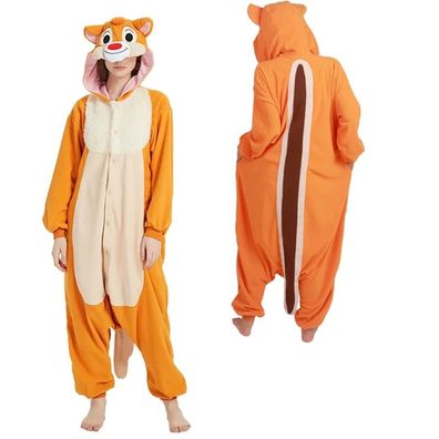 Streifenhornchen Eichhornchen Kigurumi Onesie Erwachsene Tier Cosplay Pyjamas Plusch