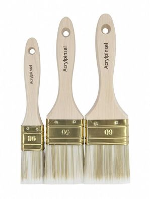 Acrylpinsel Set 3 teilig 30mm 50mm 60mm Pinsel Acryl Farbe Flachpinsel