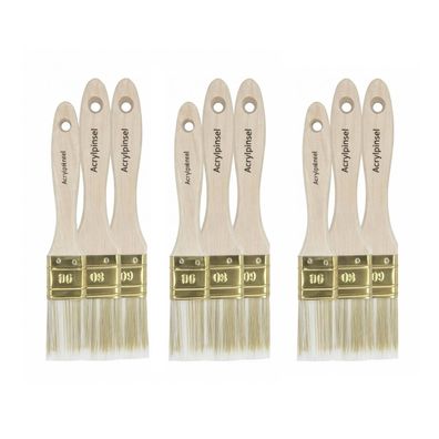 3x Acrylpinsel Set 3 teilig 30mm 50mm 60mm Pinsel Acryl Farbe Flachpinsel