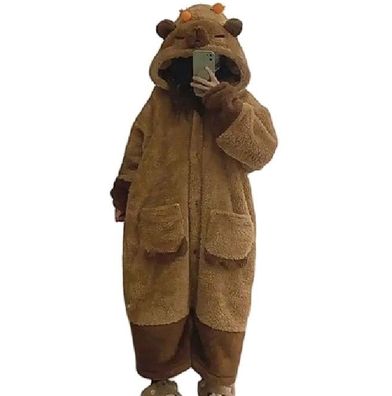Capybara Kigurumi Onesie Erwachsene Tier Cosplay Pyjamas Plusch Halloween