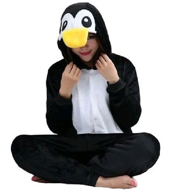 Schwarzer Pinguin Onesie Erwachsene Kinder Tier Cosplay Pyjamas Plusch Weihnachten