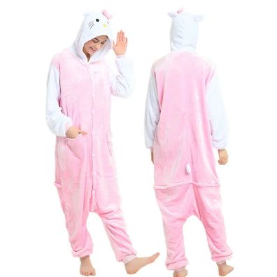 Hello Kitty Kigurumi Onesie Erwachsene Tier Cosplay Pyjamas Plusch Kapuze