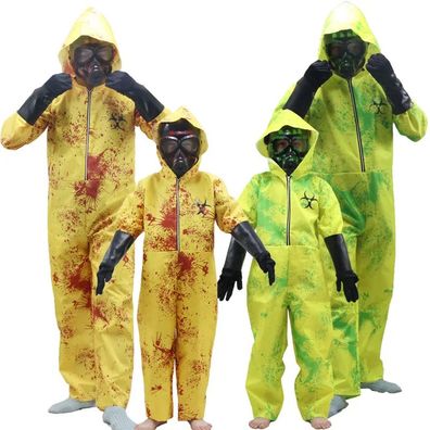 Biohazard Zombie Schutzanzug Onesie Erwachsene Kinder Tier Cosplay Pyjamas Plusch