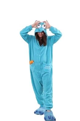 Blauer Cookie Monster Onesie Erwachsene Tier Cosplay Pyjamas Plusch Weihnachten