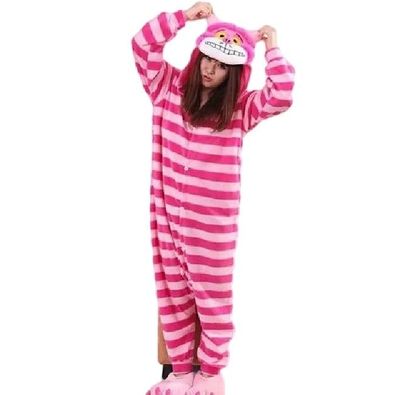 Cheshire Katze Kigurumi Onesie Erwachsene Damen Tier Cosplay Pyjamas Plusch Halloween
