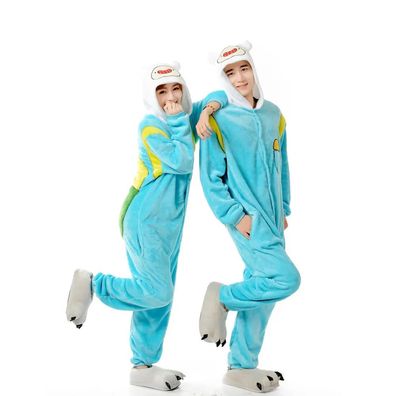 Finn Jake Adventure Time Onesie Erwachsene Tier Cosplay Pyjamas Plusch Flanell