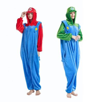 Mario Bros Onesie Erwachsene Kinder Tier Cosplay Pyjamas Plusch Karneval