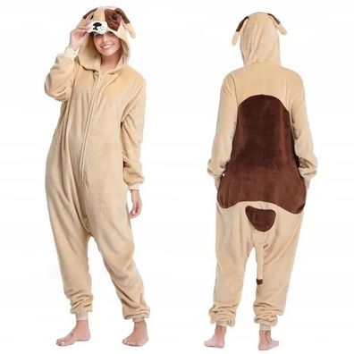 Bulldogge Hund Onesie Erwachsene Tier Cosplay Pyjamas Plusch Halloween