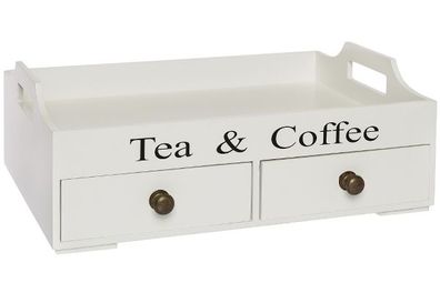 Tablett Tjarda 2 Schubladen MDF Weiß