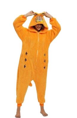Orange Katze Onesie Erwachsene Kinder Tier Cosplay Pyjamas Plusch Halloween