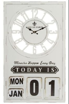 Wanduhr Miracle mit Datum MDF Weiß$Schwarz