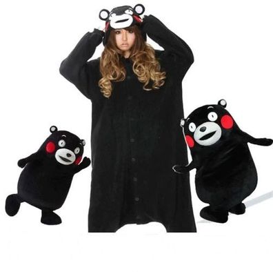 Kumamon Schwarzer Bar Onesie Erwachsene Unisex Tier Cosplay Pyjamas Plusch