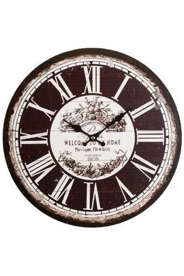 Wanduhr Welcome MDF Schwarz&Creme