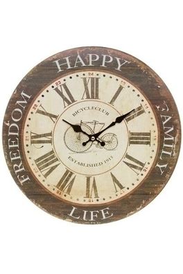 Wanduhr Bicycle MDF Schwarz&Creme