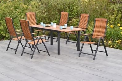 Athos Gartenmöbel Set 7tlg., Ausziehtisch