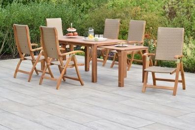 Capri Gartenmöbel Set 7tlg., flexibler Ausziehtisch