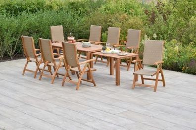 Capri Gartenmöbel Set 9tlg., flexibler Ausziehtisch