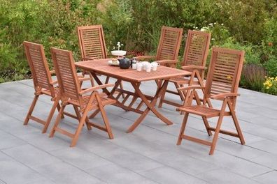 Cordoba Gartenmöbel Set 7tlg. Klappsessel & Klappausziehtisch