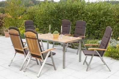 Keros Gartenmöbel Set 13tlg., Klappsessel & 150 x 90 cm