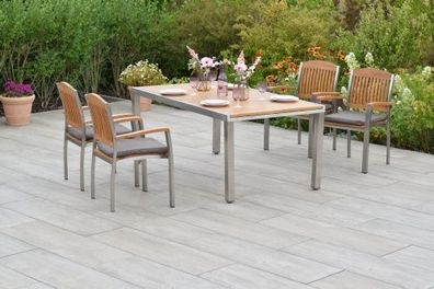 Keros Gartenmöbel Set 9tlg., Stapelsessel & Ausziehtisch
