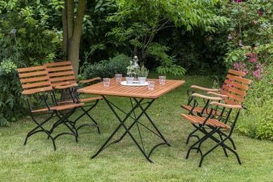 Schlossgarten Gartenmöbel Set 5tlg., Klappsessel & 120x80 cm