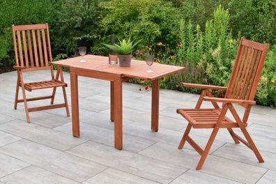 Vitoria Gartenmöbel Set 3tlg., 2 Klappsessel, Balkonausziehtisch