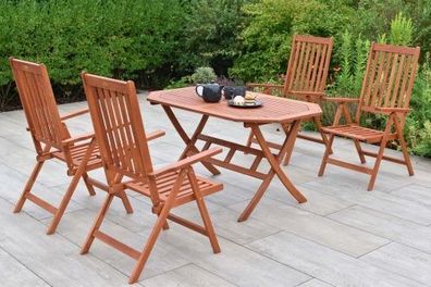 Vitoria Gartenmöbel Set 5tlg., 4 Klappsessel, Klapptisch 135 x 85 cm