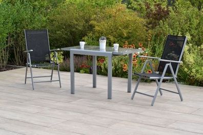 Amalfi Set 3tlg., 2 Klappsessel, Balkonausziehtisch 80 (120) x 70 cm,