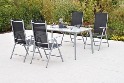 Amalfi Set 5tlg., 4 Klappsessel, Tisch 150x90 cm, schwarz