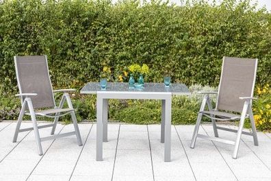 Carrara Gartenmöbel Set 3tlg., Balkonausziehtisch, taupe