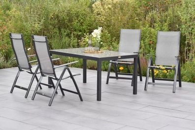 Carrara Gartenmöbel Set 5tlg., 150 x 90 cm, graphit/grau