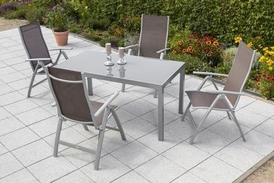 Carrara Gartenmöbel Set 5tlg., 150x90 cm, taupe
