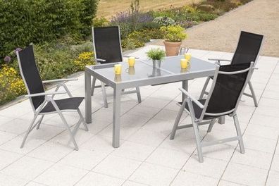Carrara Gartenmöbel Set 5tlg., Ausziehtisch, schwarz