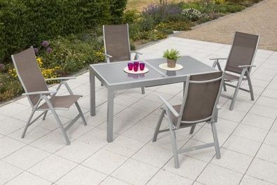Carrara Gartenmöbel Set 5tlg., Ausziehtisch, taupe
