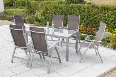 Carrara Gartenmöbel Set 7tlg., 150x90 cm, taupe