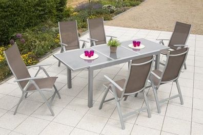 Carrara Gartenmöbel Set 7tlg., Ausziehtisch, taupe