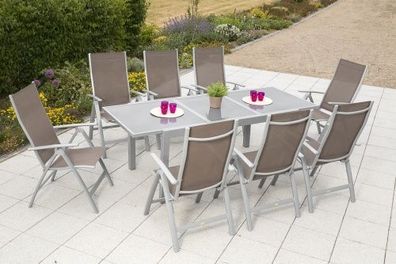 Carrara Gartenmöbel Set 9tlg., Ausziehtisch, taupe