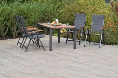 Paxos Gartenmöbel Set 5tlg., Klappsessel & Ausziehtisch