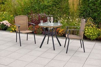 Roma Gartenmöbel Set 3tlg., Ø70 cm, natur