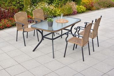 Roma Gartenmöbel Set 5tlg., 150 x 85 cm, natur