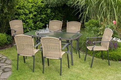 Roma Gartenmöbel Set 7tlg., 150 x 80 cm, natur