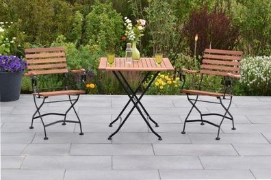 Schlossgarten Gartenmöbel Set 3tlg., 2 Klappsessel, Klapptisch 75 x 75 cm, Flachstahl
