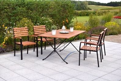 Schlossgarten Gartenmöbel Set 5tlg., Stapelsessel & 160 x 90 cm